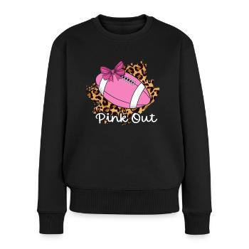 Pink Out, sensibilisation au cancer du sein - Pull Premium bio Femme - noir - Devant - Julia (174cm)