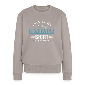 Fallschirmspringen, Fallschirmspringer - Frauen Premium Bio Pullover - Taupe - Vorne - Julia (174cm)