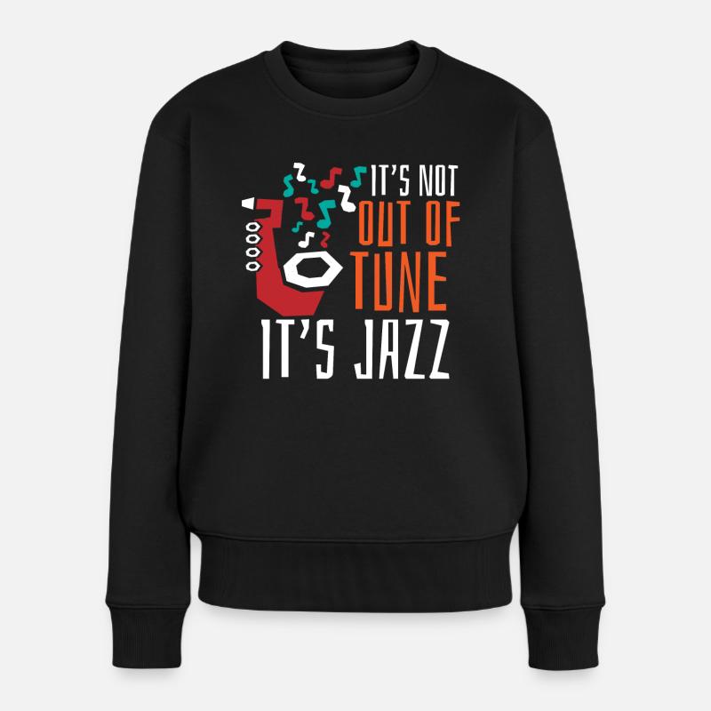 Jazzmusik - Jazzmusiker - Frauen Premium Bio Pullover - Schwarz