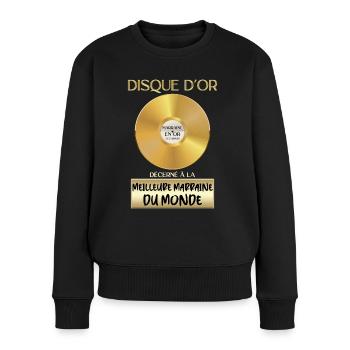 Disque D'Or Meilleure Marraine Du Monde - Pull Premium bio Femme - noir - Devant - Julia (174cm)