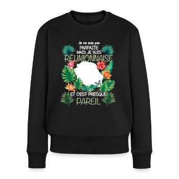 Je Suis Réunionnaise Cadeau Drôle Femme - Pull Premium bio Femme - noir - Devant - Julia (174cm)