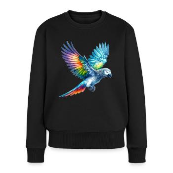 Graupapagei Geschenk - Frauen Premium Bio Pullover - Schwarz - Vorne - Julia (174cm)