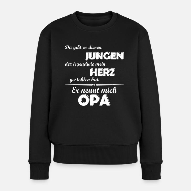 Ich liebe meinen Enkel - Opa - Frauen Premium Bio Pullover - Schwarz