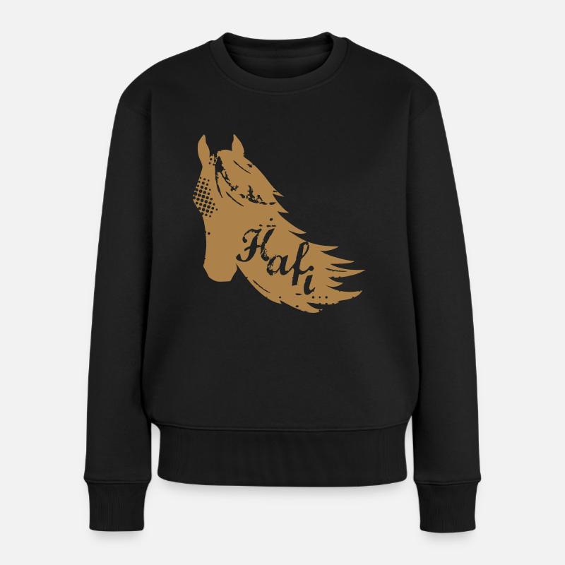 Hafi Portrait - Frauen Premium Bio Pullover - Schwarz