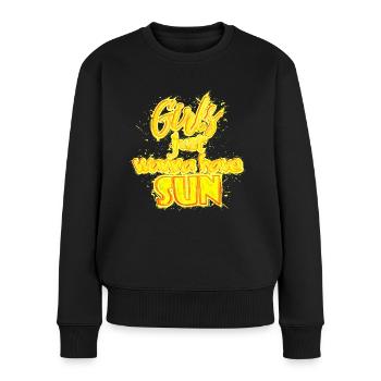 Girls have Sun (Schriftzug) 01 - Frauen Premium Bio Pullover - Schwarz - Vorne - Julia (174cm)