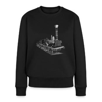 Lokomotive Adler Dampflok Deutschland Dampfwagen - Frauen Premium Bio Pullover - Schwarz - Vorne - Julia (174cm)