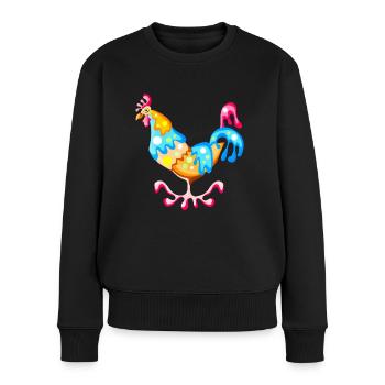 coq girouette - Pull Premium bio Femme - noir - Devant - Julia (174cm)