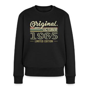 Geboren im Oktober 1965 Retro-Geburtstag Oktober 1965 - Frauen Premium Bio Pullover - Schwarz - Vorne - Julia (174cm)