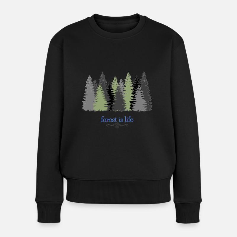 natürlich-Wald-Illustration - Frauen Premium Bio Pullover - Schwarz