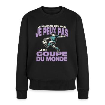 Je peux pas j'ai coupe du monde. - Pull Premium bio Femme - noir - Devant - Julia (174cm)