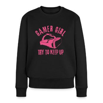 gamer girl VR Virtual Reality Gamer - Frauen Premium Bio Pullover - Schwarz - Vorne - Julia (174cm)