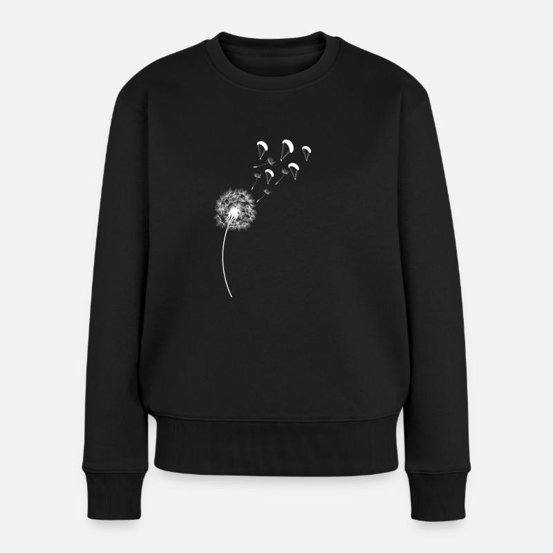 Regenbogen Pusteblume Löwenzahn Gleitschirm - Frauen Premium Bio Pullover - Schwarz