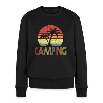 Camping Rétro soleil 01 - Pull Premium bio Femme - noir - Devant - Julia (174cm)