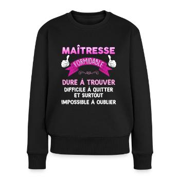 Maitresse formidable Cadeau Ecole - Pull Premium bio Femme - noir - Devant - Julia (174cm)