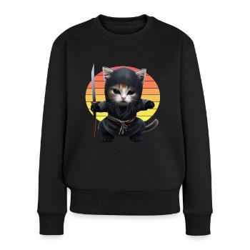 Ninja Cat Sunset - Women's Premium Organic Jumper - black - Front - Julia (174cm)