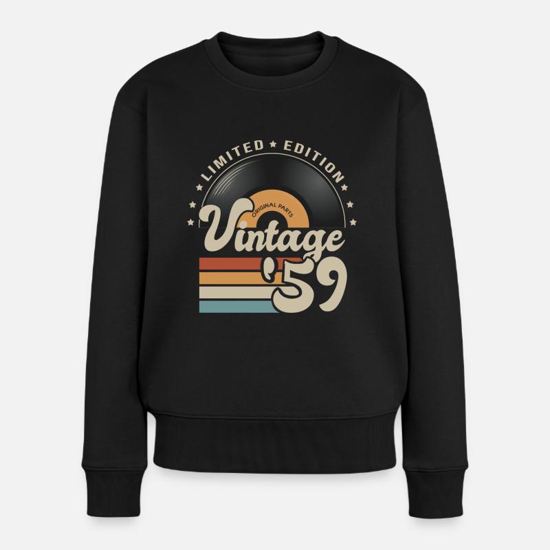 Vintage Vinyl 1959 Geburtstag Geschenkidee 62 Jahre - Frauen Premium Bio Pullover - Schwarz