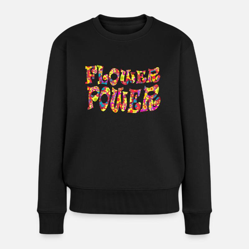 fleur hippie 1 - Pull Premium bio Femme - noir