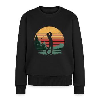Retro Golfer Golf Swing Gifts for Golfer Players - Frauen Premium Bio Pullover - Schwarz - Vorne - Julia (174cm)