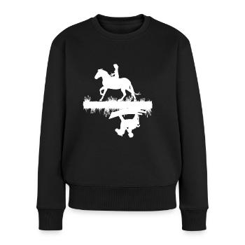 Pferdemädchen Gestern Schaukelpferd Pferde Fohlen - Frauen Premium Bio Pullover - Schwarz - Vorne - Julia (174cm)