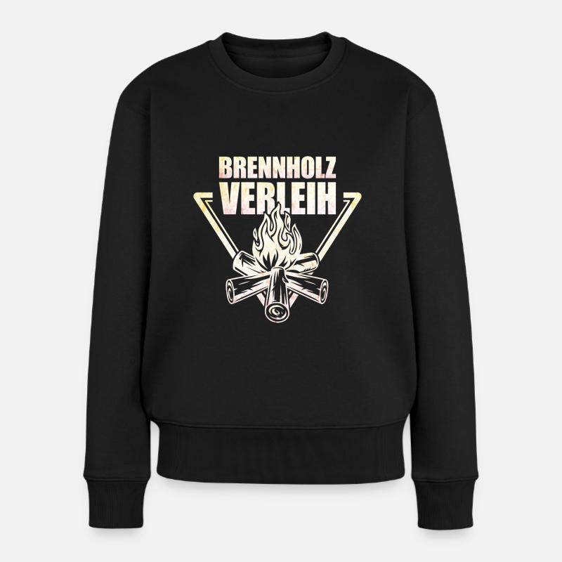 Brennholz Verleih - Frauen Premium Bio Pullover - Schwarz