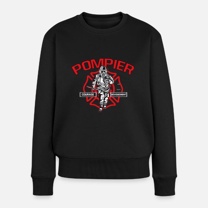 FIREFIGHTER Mut Engagement - Frauen Premium Bio Pullover - Schwarz