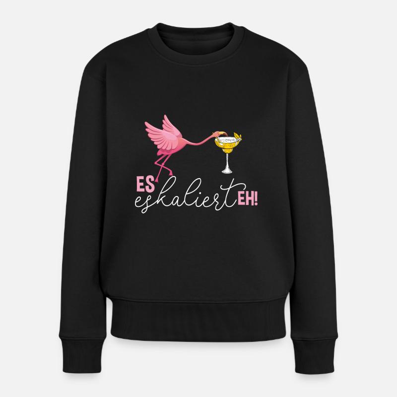 Es Eskaliert Eh Mädelsabend Lustiger Flamingo Part - Frauen Premium Bio Pullover - Schwarz