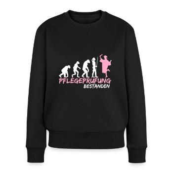 Pflegerin Ausbildung Pflegeprüfung bestanden - Frauen Premium Bio Pullover - Schwarz - Vorne - Julia (174cm)