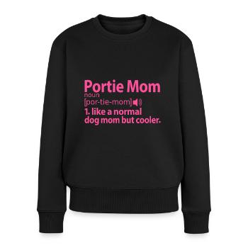 Portuguese Water Dog Portie PWD Mom Mama Frauchen - Frauen Premium Bio Pullover - Schwarz - Vorne - Julia (174cm)