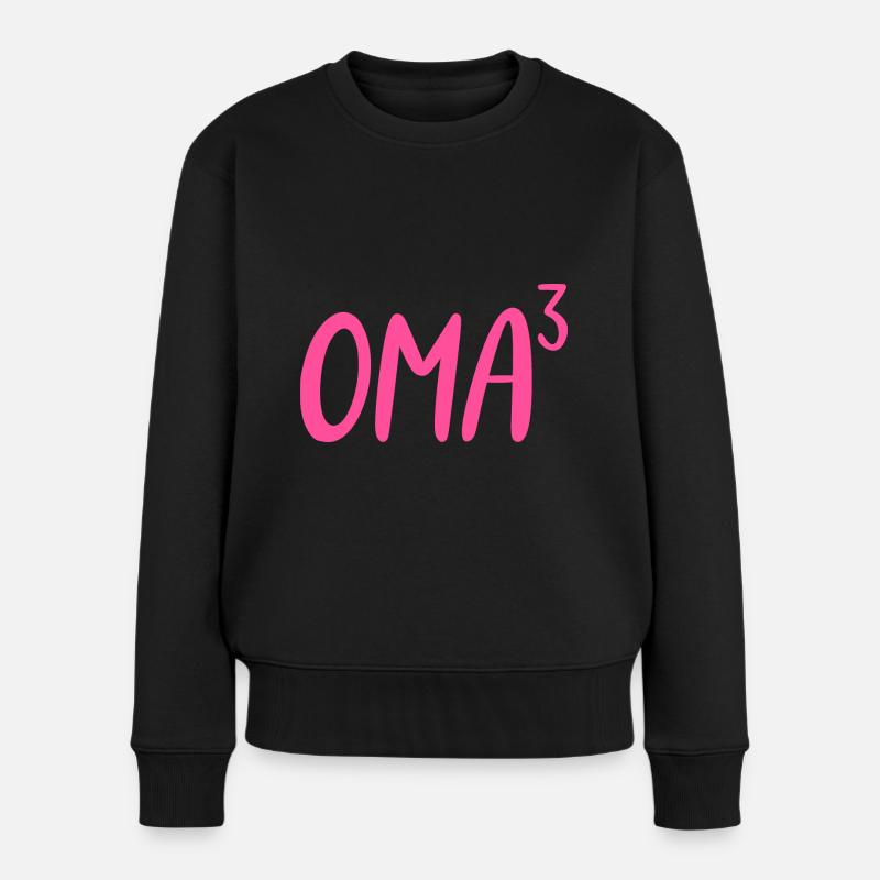 Oma Hoch 3 dreifache von 3 drei Enkelkindern Pink - Frauen Premium Bio Pullover - Schwarz