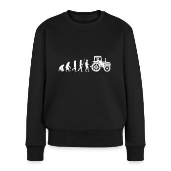 Traktor Trekker Bauer Landwirt Evolution weiss - Frauen Premium Bio Pullover - Schwarz - Vorne - Julia (174cm)