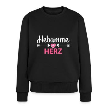 Hebamme Mit Herz Hebammengeschenk Danke Abschied - Frauen Premium Bio Pullover - Schwarz - Vorne - Julia (174cm)
