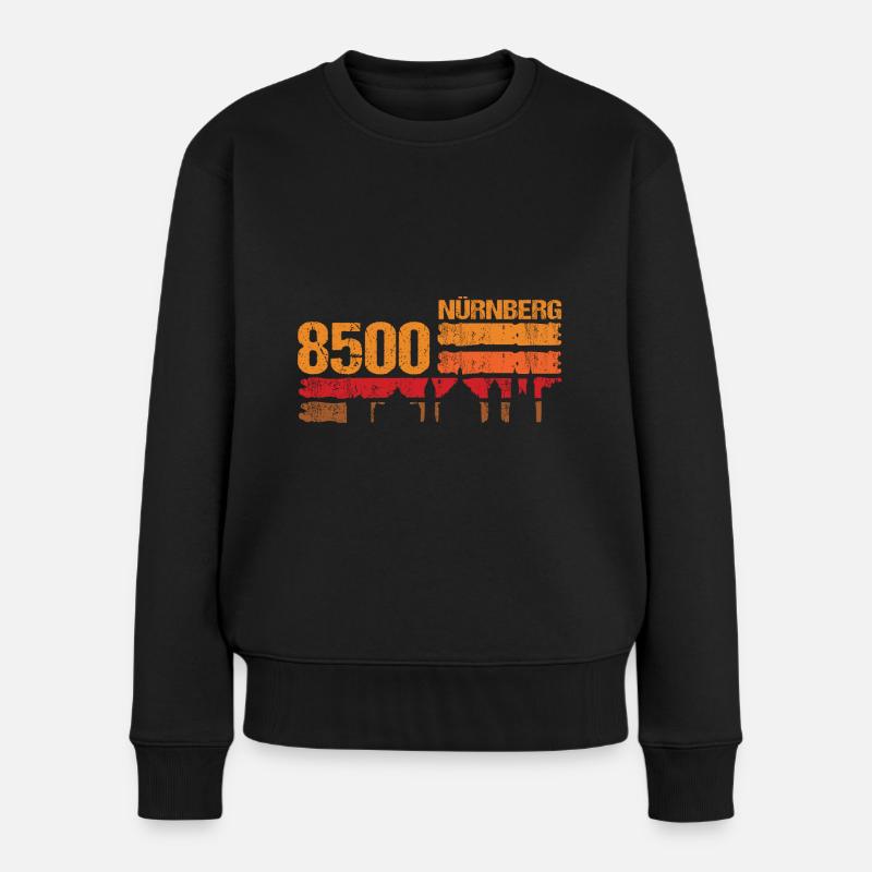 Nürnberg Skyline Silhouette 8500 Postleitzahl alte - Frauen Premium Bio Pullover - Schwarz