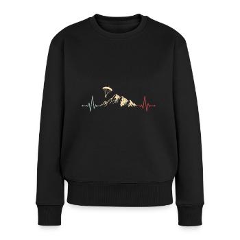 Fallschirmspringer Gleitschirm Herzschlag Puls - Frauen Premium Bio Pullover - Schwarz - Vorne - Julia (174cm)