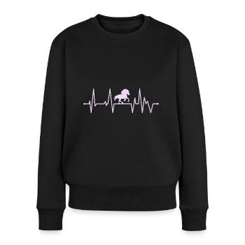 Islandpferd Tölt Pink Herzschlag - Frauen Premium Bio Pullover - Schwarz - Vorne - Julia (174cm)