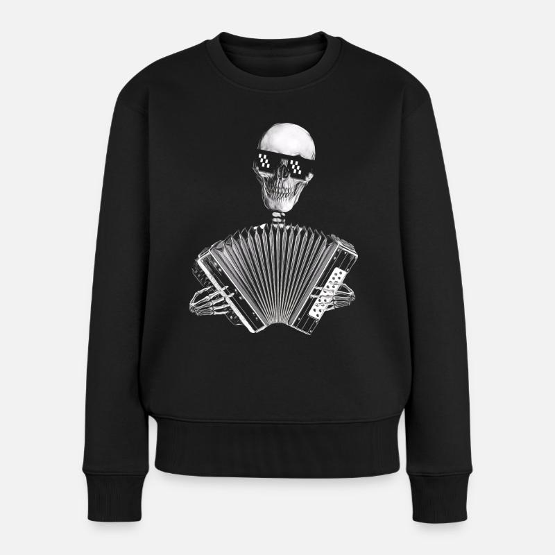 Tête de mort avec accordéon - Pull Premium bio Femme - noir