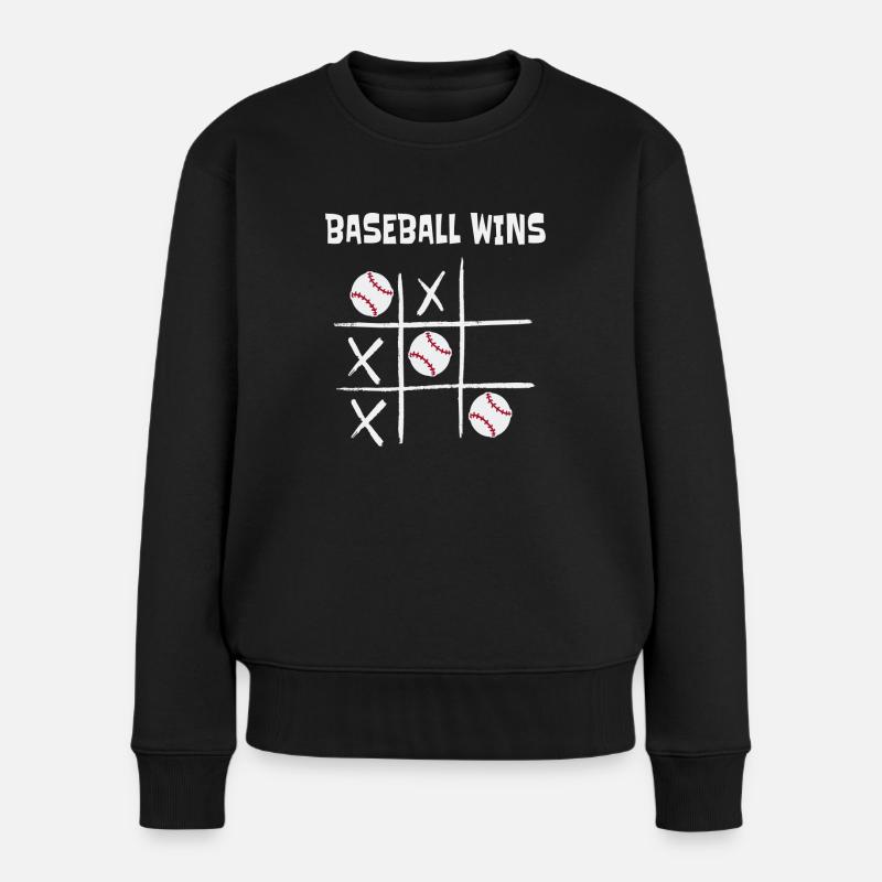 Baseball Wins Sport Tic Tac Toe - Frauen Premium Bio Pullover - Schwarz