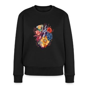 Heart and Flower - Women's Premium Organic Jumper - black - Front - Julia (174cm)