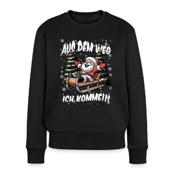 Weihnachtsmann Santa Claus Schlittenfahren - Frauen Premium Bio Pullover - Schwarz - Vorne - Julia (174cm)