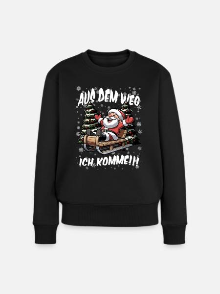 Weihnachtsmann Santa Claus Schlittenfahren - Frauen Premium Bio Pullover - Schwarz