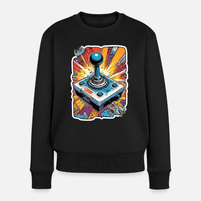 Retro Gamer Joystick / Controller Konsolenspiele - Frauen Premium Bio Pullover - Schwarz