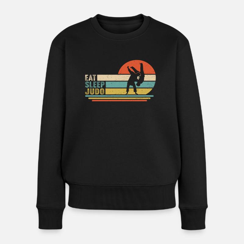 Eat Sleep judo - Frauen Premium Bio Pullover - Schwarz