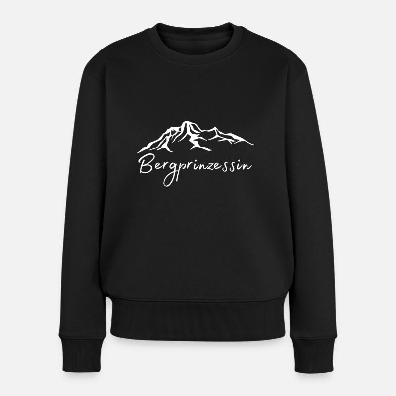 Bergprinzessin Bergsteigerin Berge Wanderin - Frauen Premium Bio Pullover - Schwarz