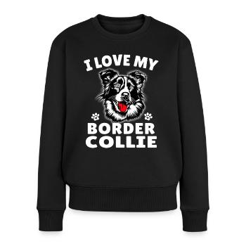 Ich Liebe mein Border Collie - Frauen Premium Bio Pullover - Schwarz - Vorne - Julia (174cm)