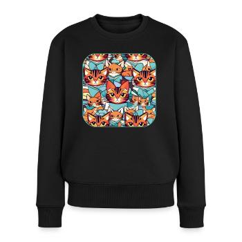 Cute Cat Tangled Warr - Women's Premium Organic Jumper - black - Front - Julia (174cm)