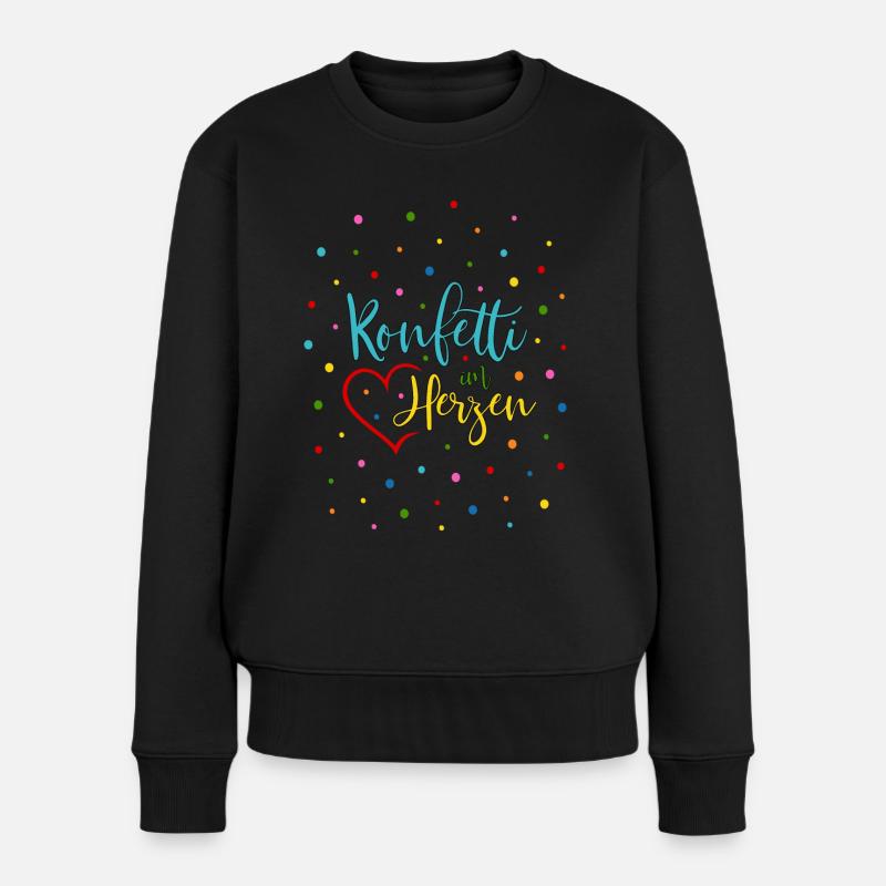 Konfetti im Herzen - Frauen Premium Bio Pullover - Schwarz