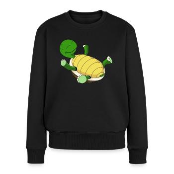 Schildkröte auf dem Rücken - Frauen Premium Bio Pullover - Schwarz - Vorne - Julia (174cm)