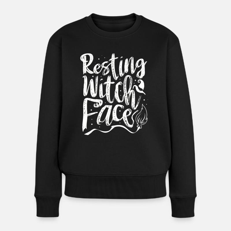 Halloween Lustig Resting witch face - Frauen Premium Bio Pullover - Schwarz