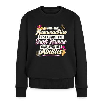 Super maman apicultrice cadeau fête des mères - Pull Premium bio Femme - noir - Devant - Julia (174cm)