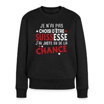 Suissesse Suisse Femme Chance Pays Cadeau Humour - Pull Premium bio Femme - noir - Devant - Julia (174cm)