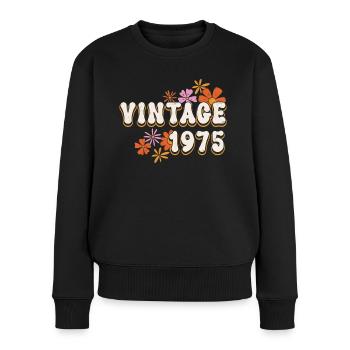 50. Geburtstag 2025 Vintage 1975 Frauen Geschenk - Frauen Premium Bio Pullover - Schwarz - Vorne - Julia (174cm)